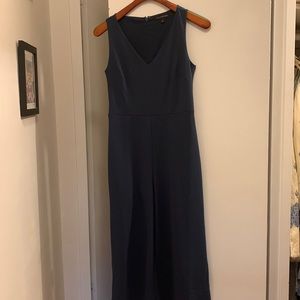 Banana Republic petite blue jumpsuit with a v-neck and wide legs